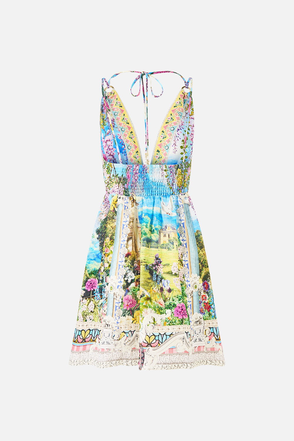 The CAMILLA CROP BLOUSON JACKET A TILED WONDERLAND in our  print.
