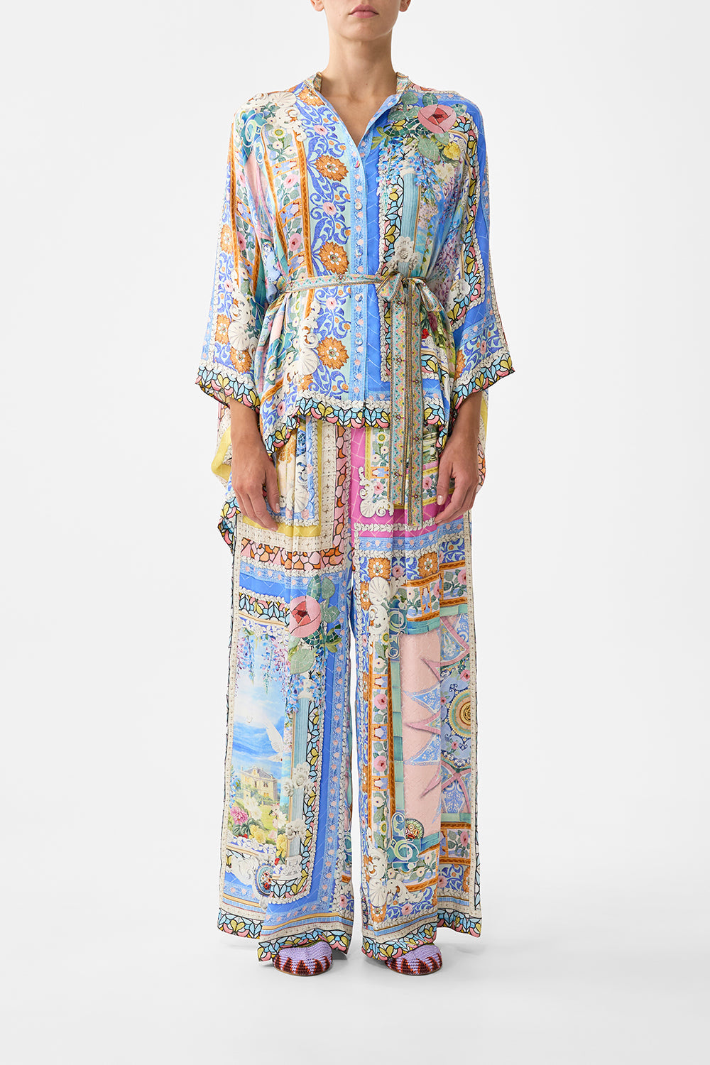 The CAMILLA TROUSER WITH TIERED PANELS THE CALL OF CATALONIA in our THE CALL OF CATALONIA print.