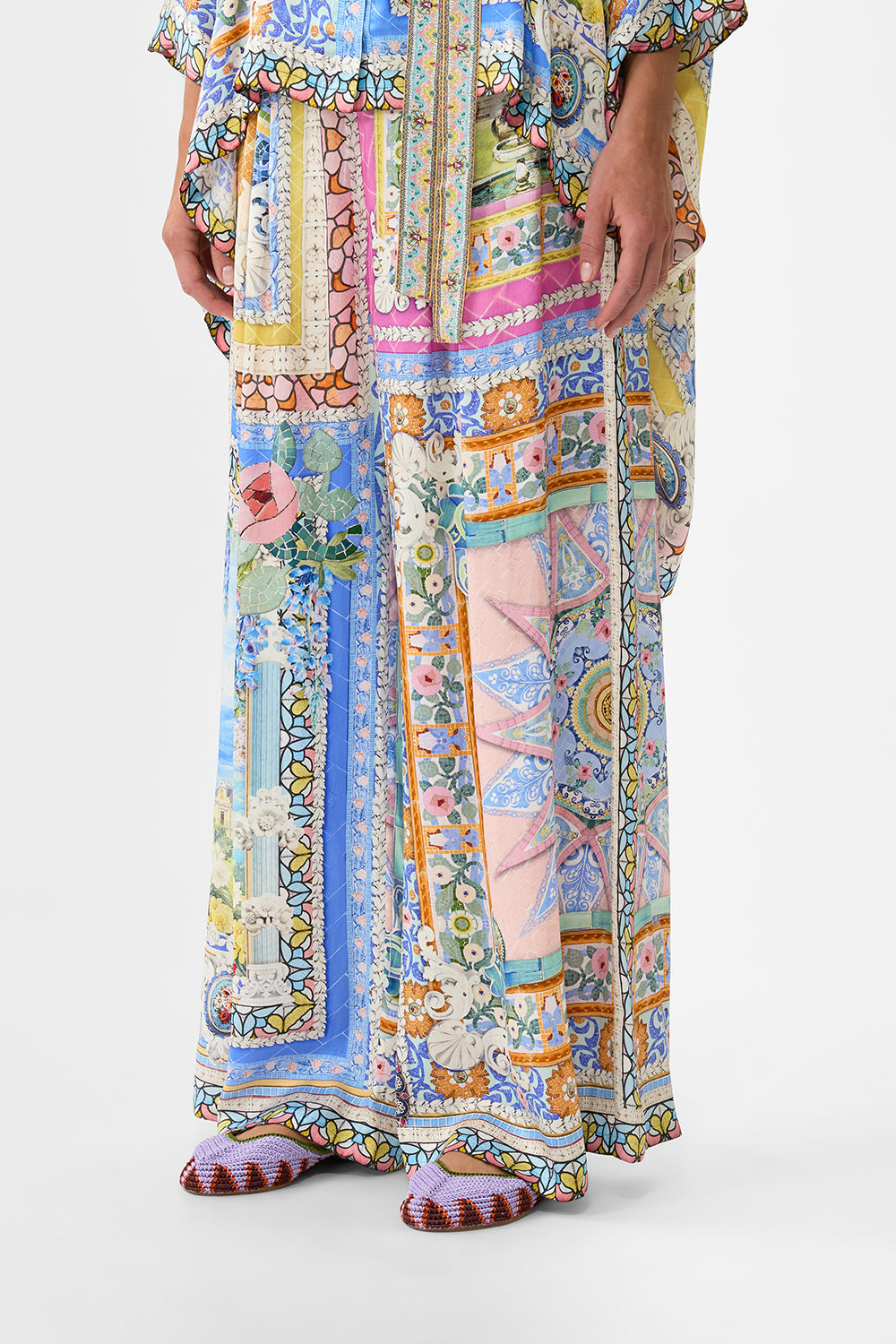The CAMILLA TROUSER WITH TIERED PANELS THE CALL OF CATALONIA in our  print.