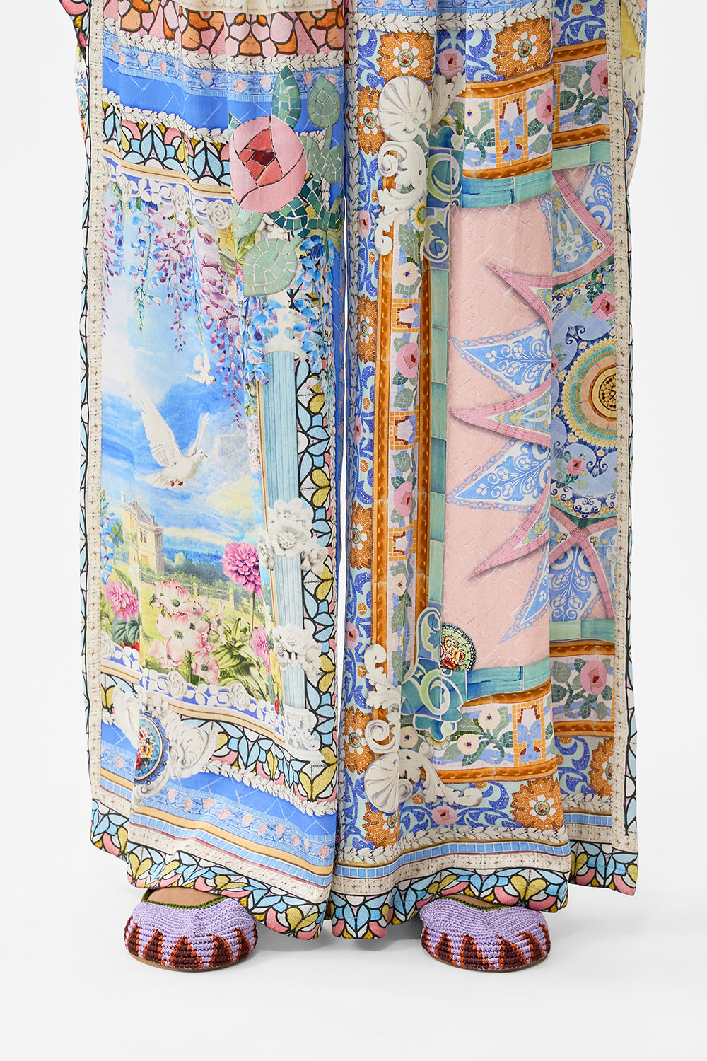 The CAMILLA TROUSER WITH TIERED PANELS THE CALL OF CATALONIA in our  print.