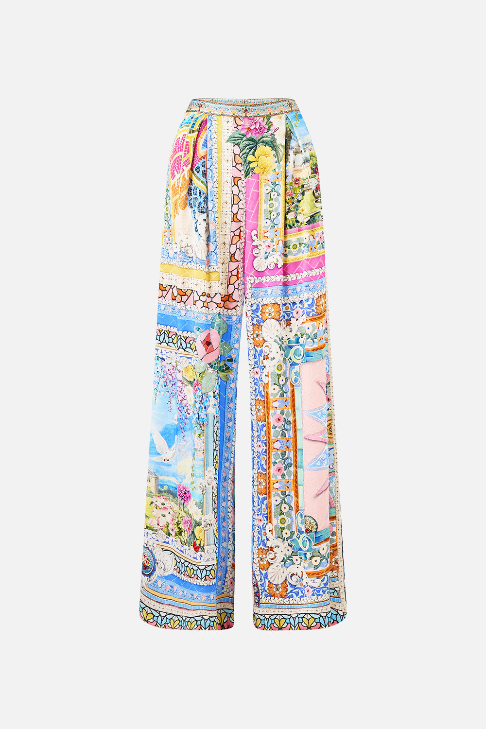 The CAMILLA TROUSER WITH TIERED PANELS THE CALL OF CATALONIA in our  print.