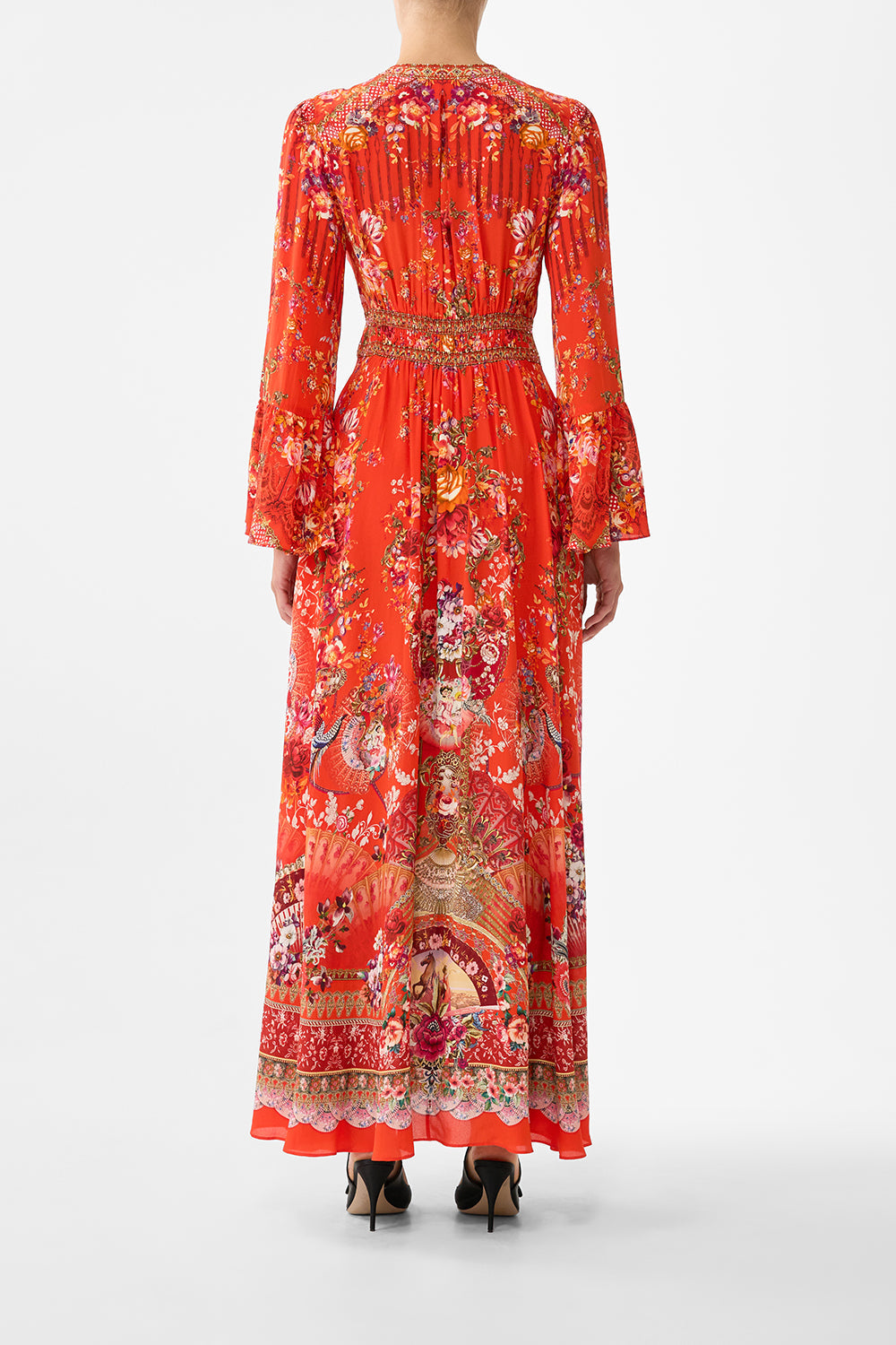 SHAPED WAISTBAND DRESS WITH RUFFLE SLEEVE OLÉ OLÉ