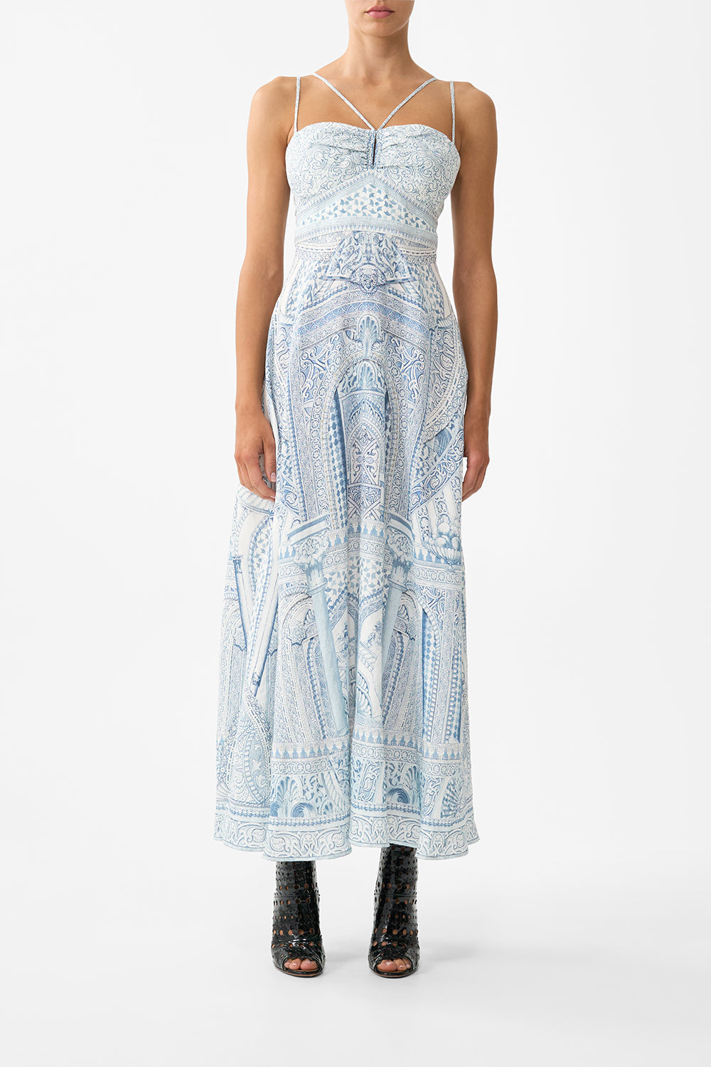 The CAMILLA MULTI WEAR LONG SARONG CERAMIC PANORAMIC in our  print.
