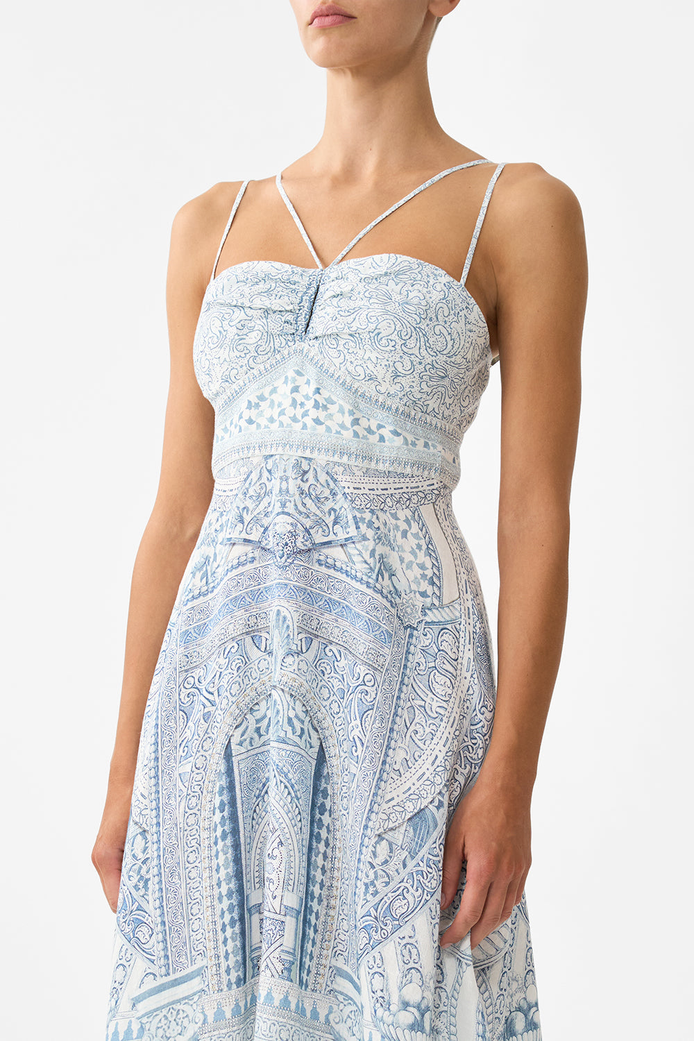 The CAMILLA MULTI WEAR LONG SARONG CERAMIC PANORAMIC in our  print.