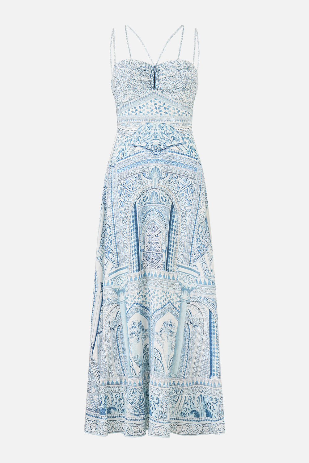 The CAMILLA MULTI WEAR LONG SARONG CERAMIC PANORAMIC in our  print.
