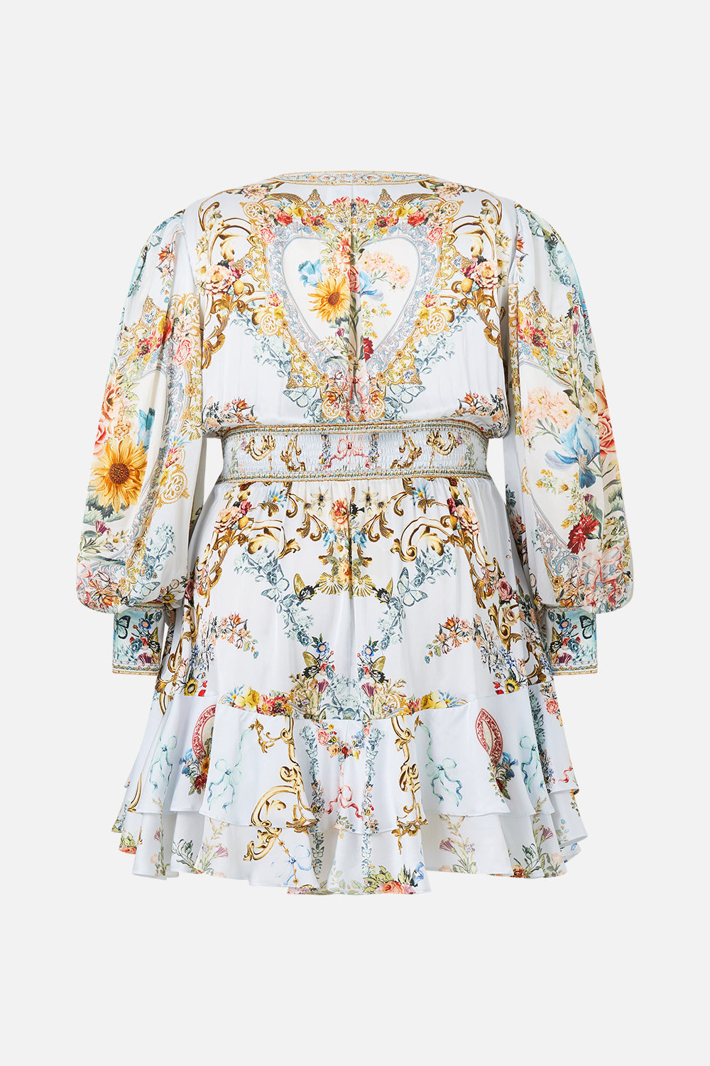 The CAMILLA MID LENGTH BOARDSHORT WITH ELASTIC WAIST A TILED WONDERLAND in our  print.