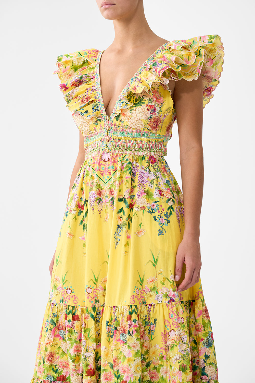 TIERED DRESS WITH NECK FRILL LADY LIMONADA