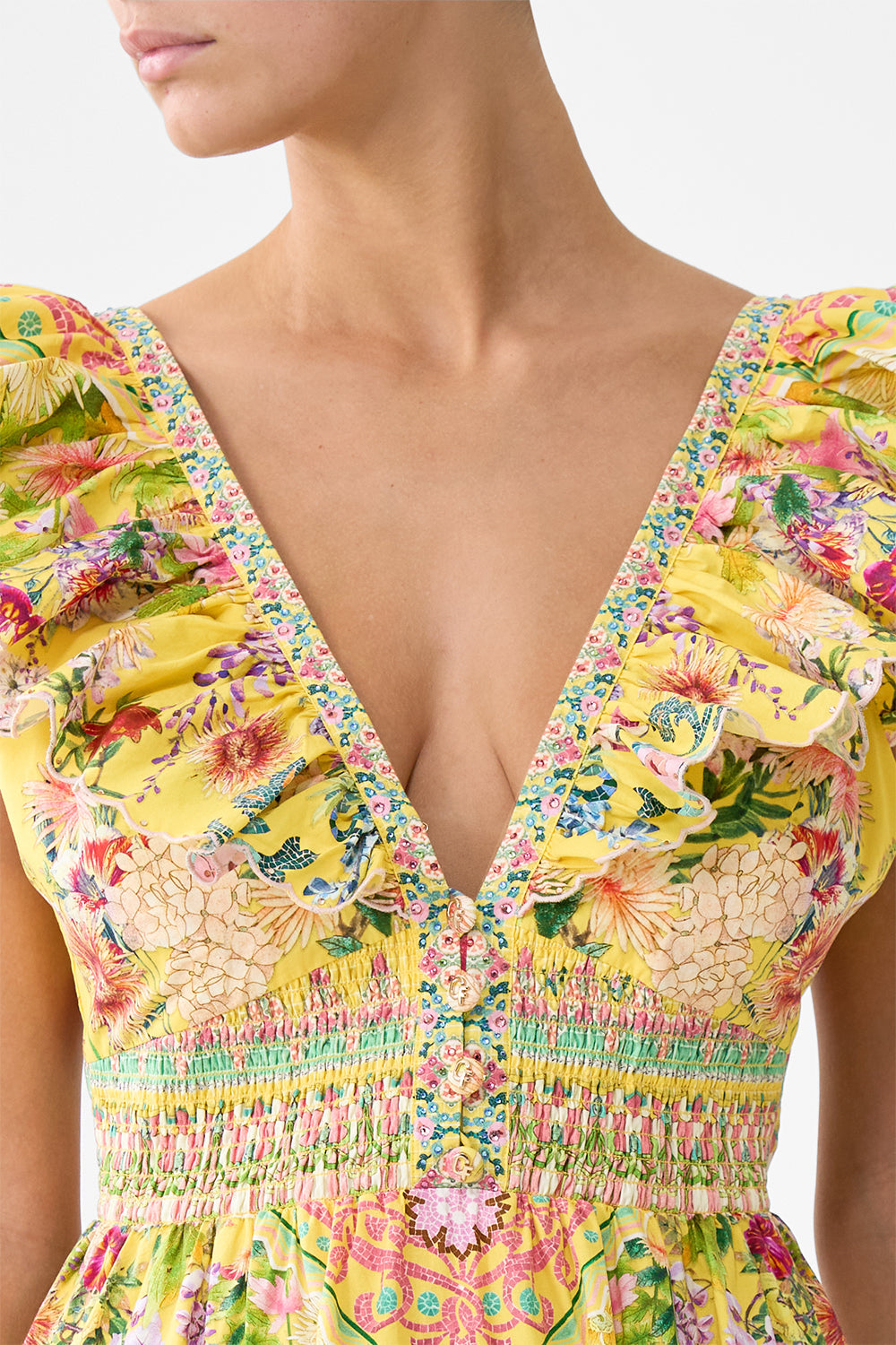 TIERED DRESS WITH NECK FRILL LADY LIMONADA