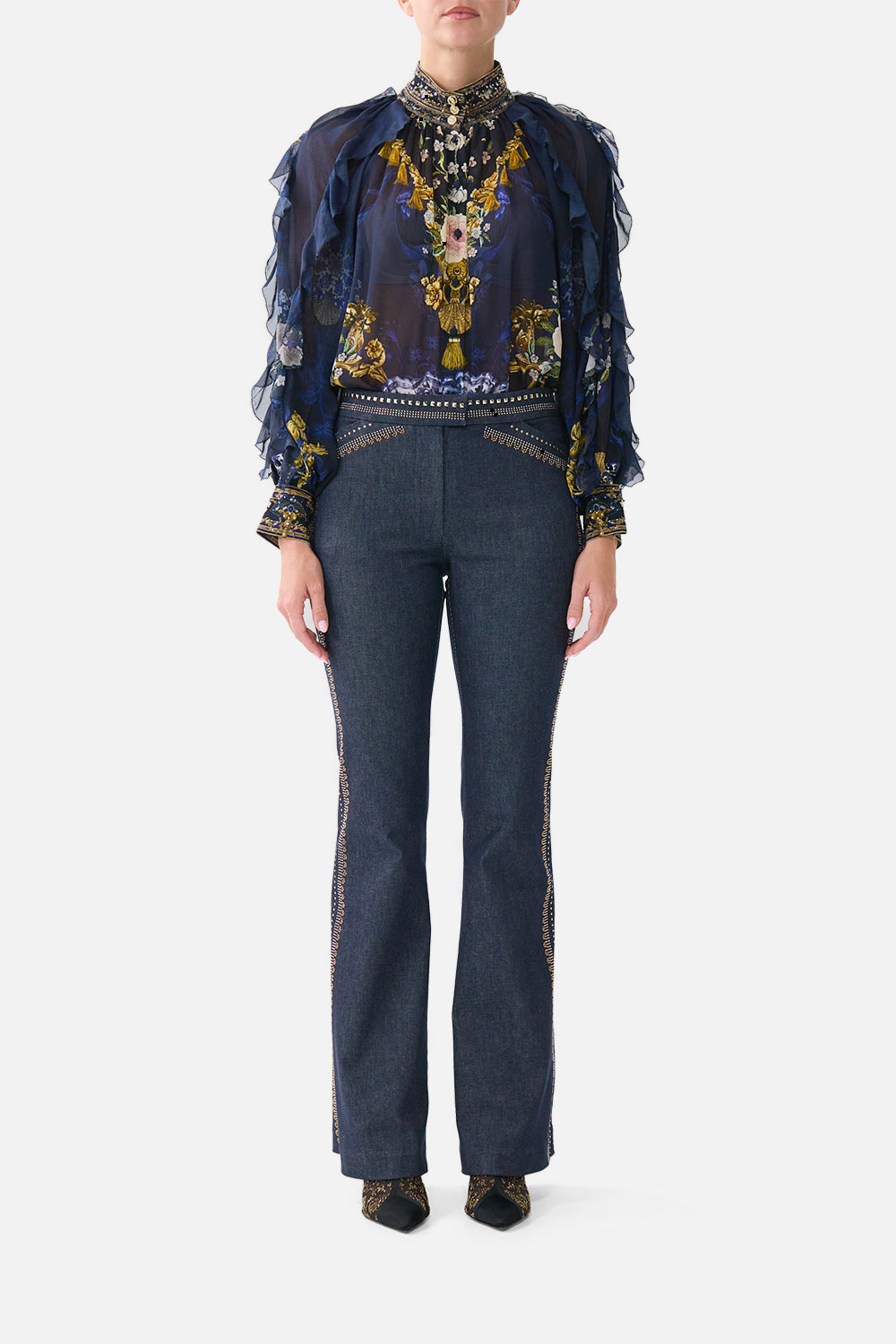 The CAMILLA LONG FIT AND FLARE DRESS ART FOR THE EMPRESS in our  print.