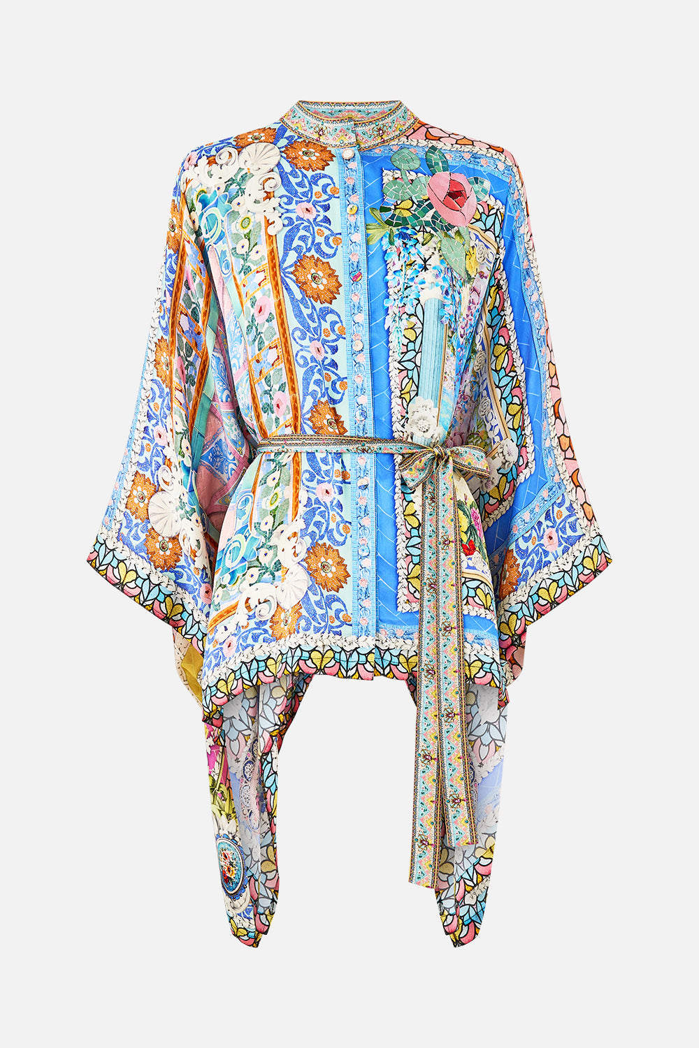 The CAMILLA TIE TOP BUCKET BAG WITH TASSELS MEET ME IN MALLORCA in our  print.
