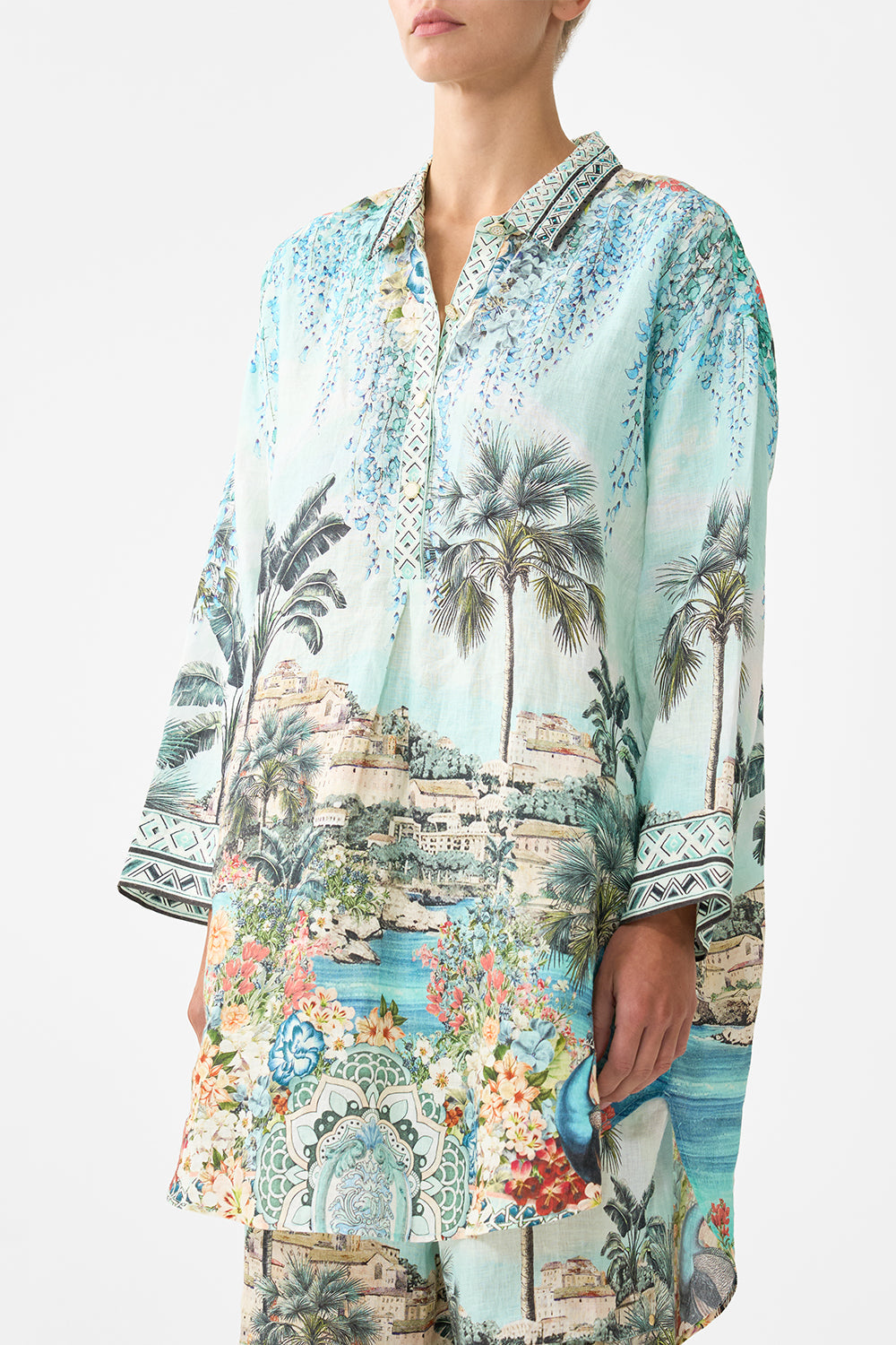 The CAMILLA JERSEY LONG SLEEVE WITH HARDWARE LACED WITH LOVE in our  print.