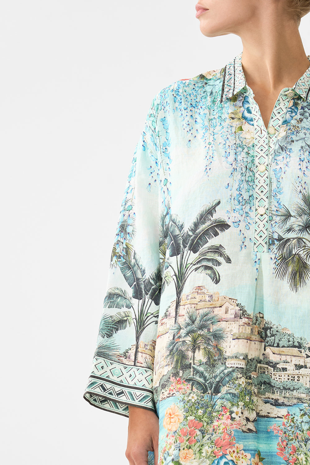 The CAMILLA JERSEY LONG SLEEVE WITH HARDWARE LACED WITH LOVE in our  print.