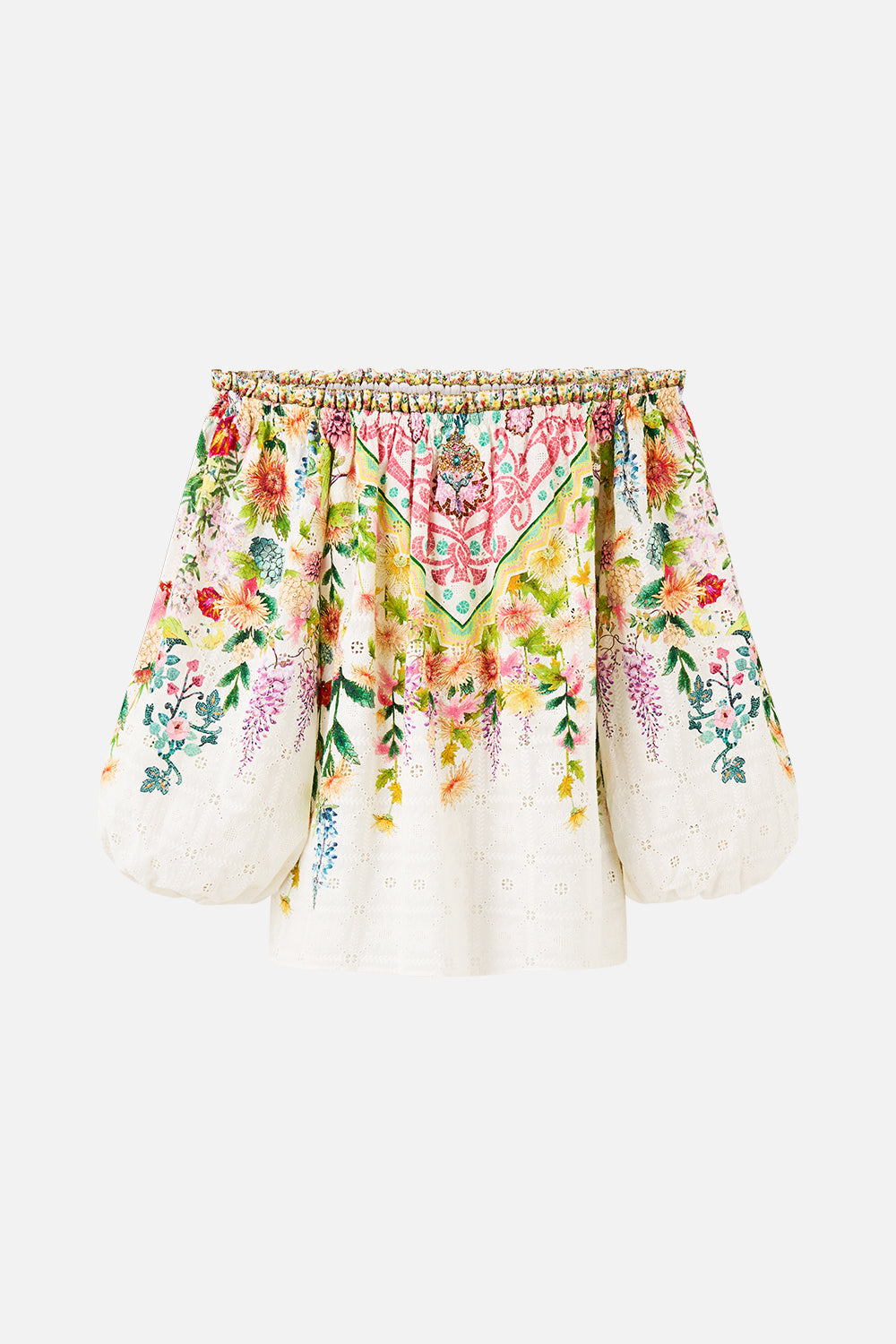 The CAMILLA MID LENGTH BOARDSHORT WITH FIXED WAIST NAVÀS NOUVEAU in our  print.