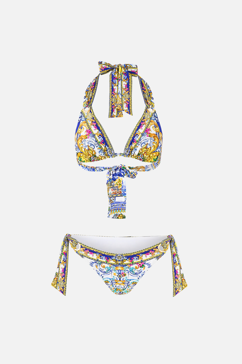 The CAMILLA HIGH NECK DRESS WITH BACK NECK TIE VA VA VINTAGE in our  print.