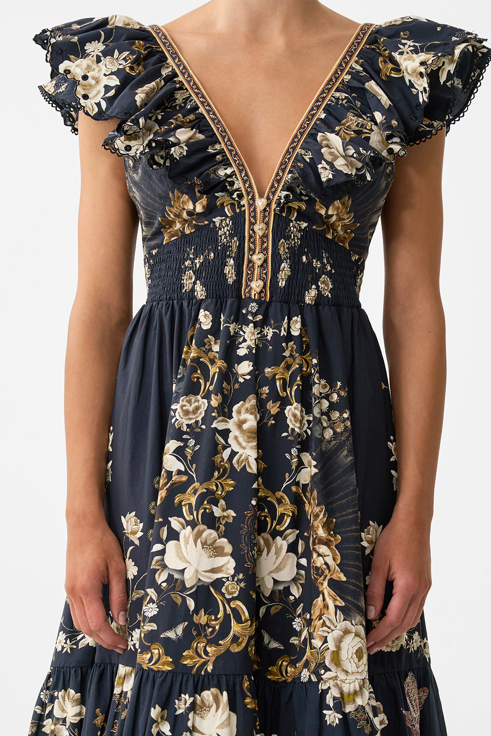 TIERED DRESS WITH NECK FRILL FLAMENCO FOLKLORE