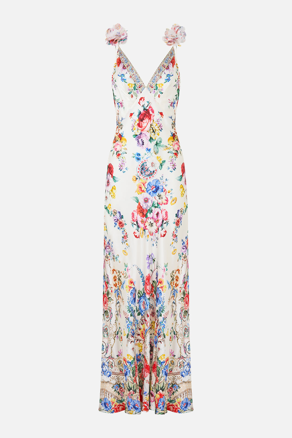 V NECK BIAS SLIP DRESS WITH BACK FRILL I LEFT MY HEART IN GRANADA