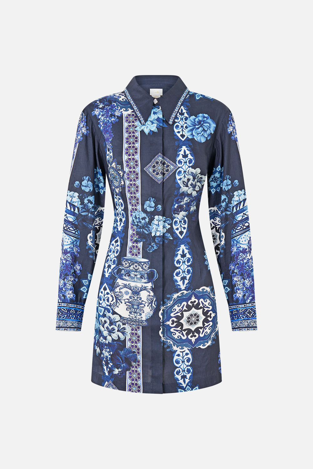 The CAMILLA JERSEY TURTLENECK FIESTA, SIESTA, REPEAT in our  print.