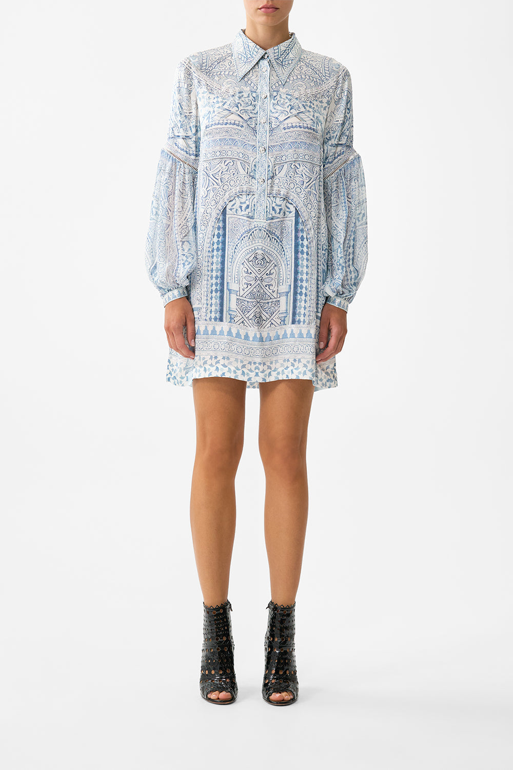 SHIRT DRESS WITH BLOUSON SLEEVE THE HUM OF THE ALHAMBRA