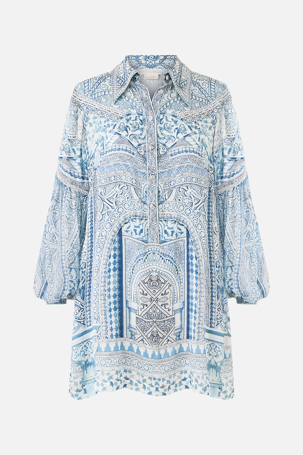 SHIRT DRESS WITH BLOUSON SLEEVE THE HUM OF THE ALHAMBRA