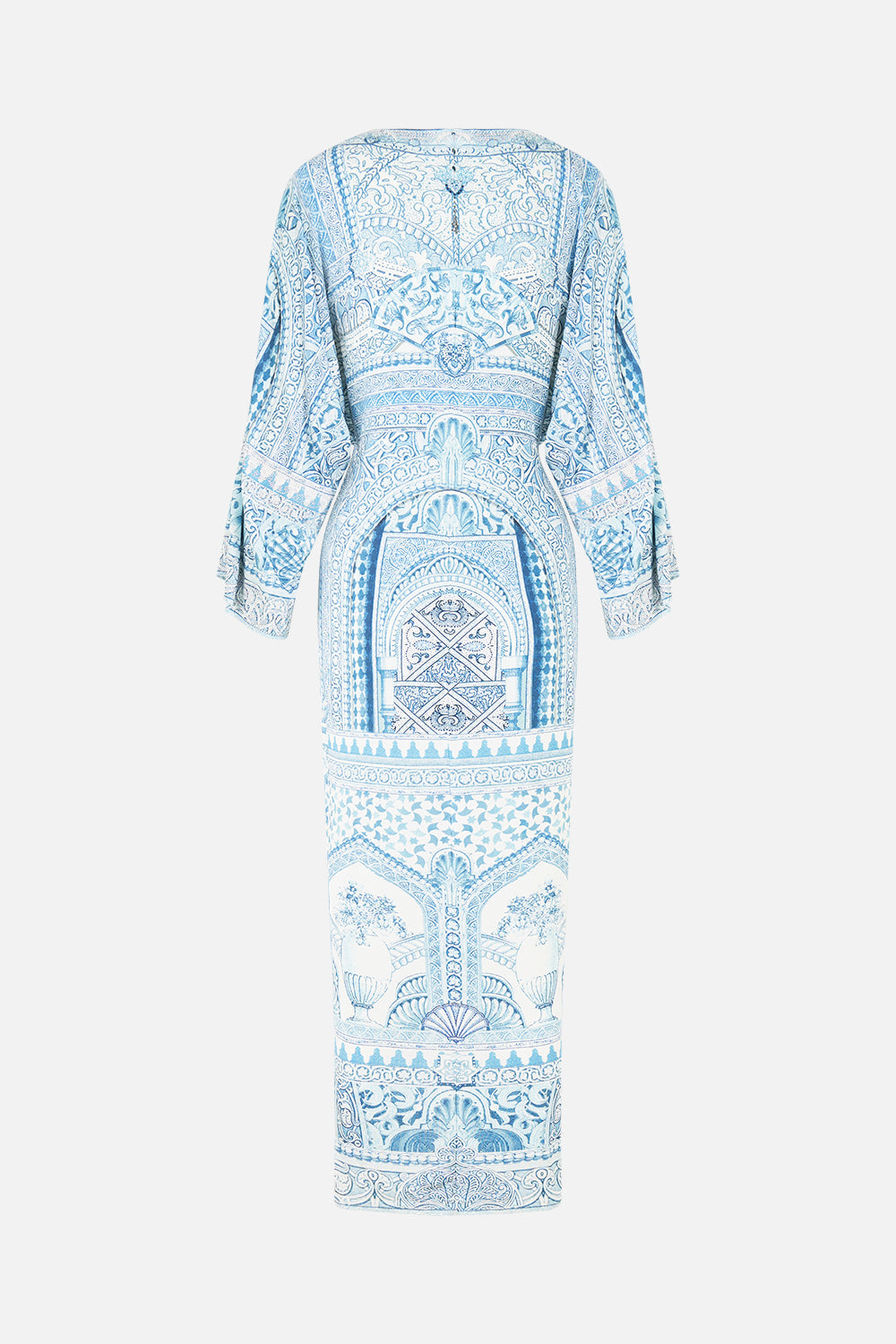The CAMILLA SHORT DROPPED WAIST DRESS WITH BELL SLEEVE HOWDY GAUDI in our  print.