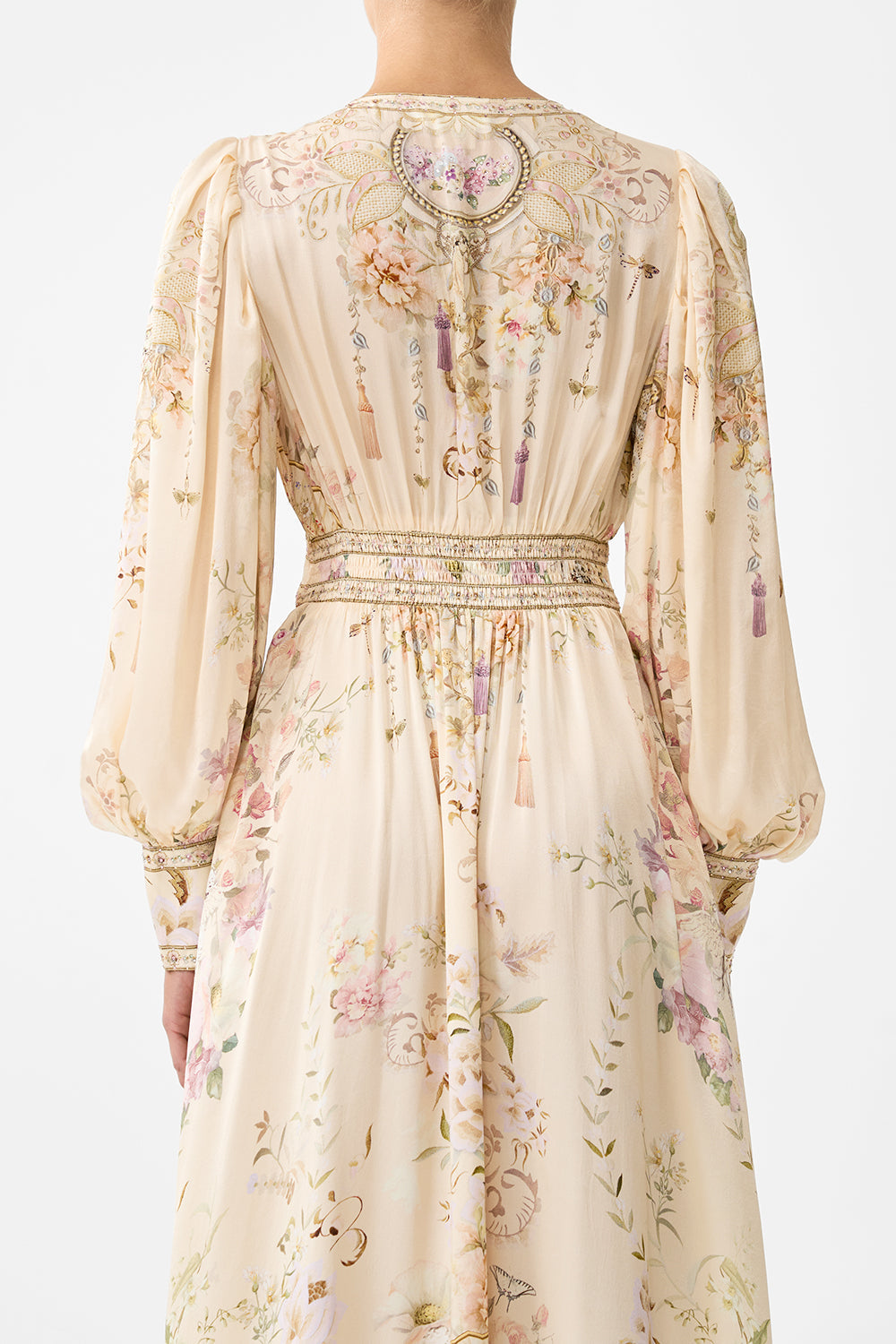 LONG BUTTON FRONT DRESS ADORNED IN ARANJUEZ