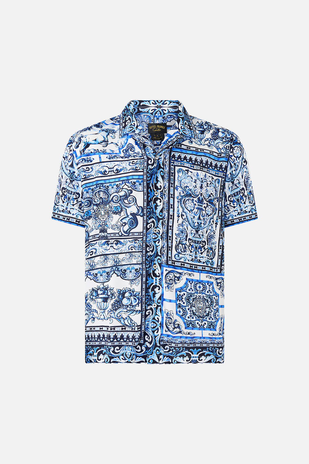 SHORT SLEEVE CAMP COLLARED SHIRT A TILED WONDERLAND