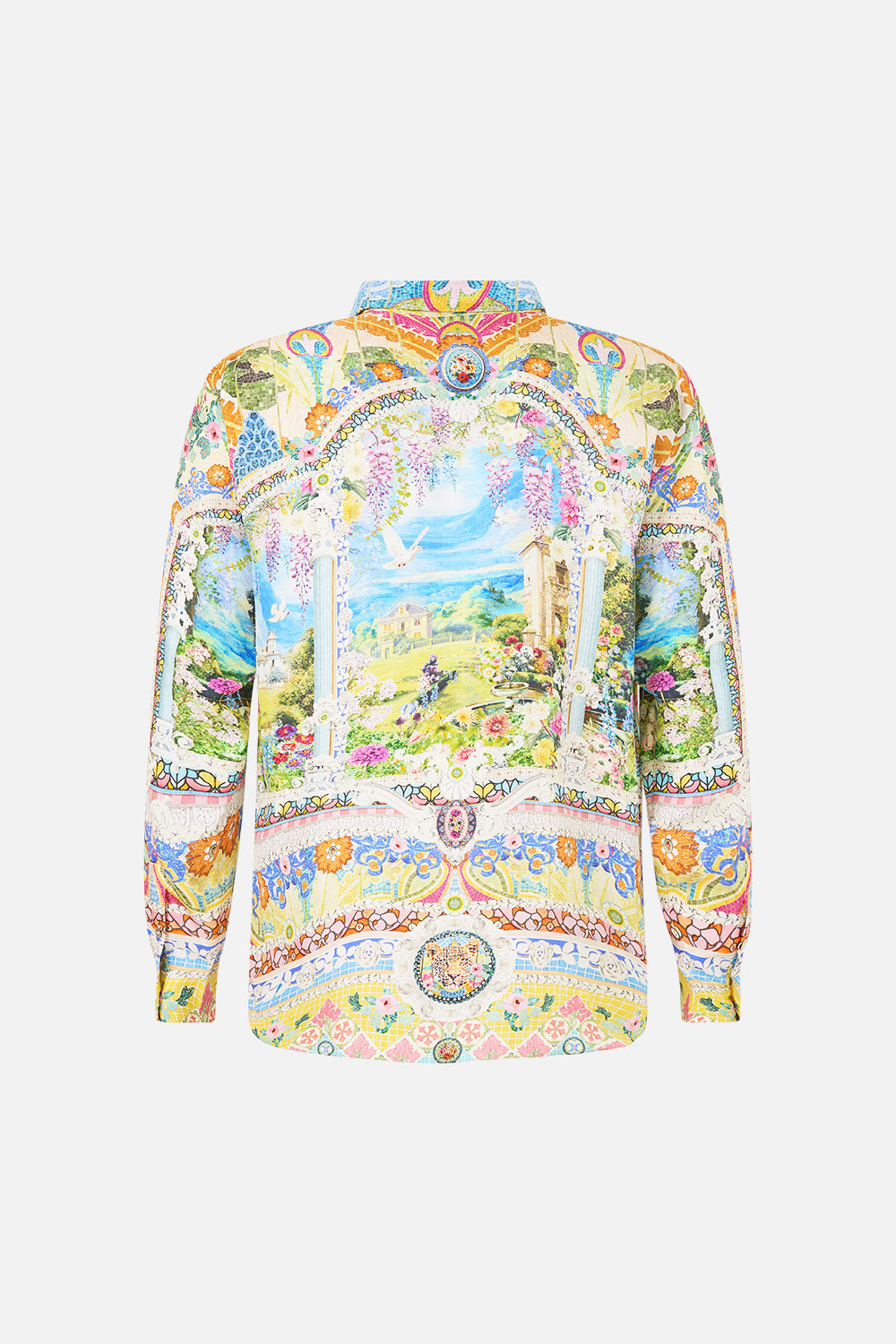 The CAMILLA BLOUSON SLEEVE LAYER THE SAPPHIRE SERPENT in our  print.