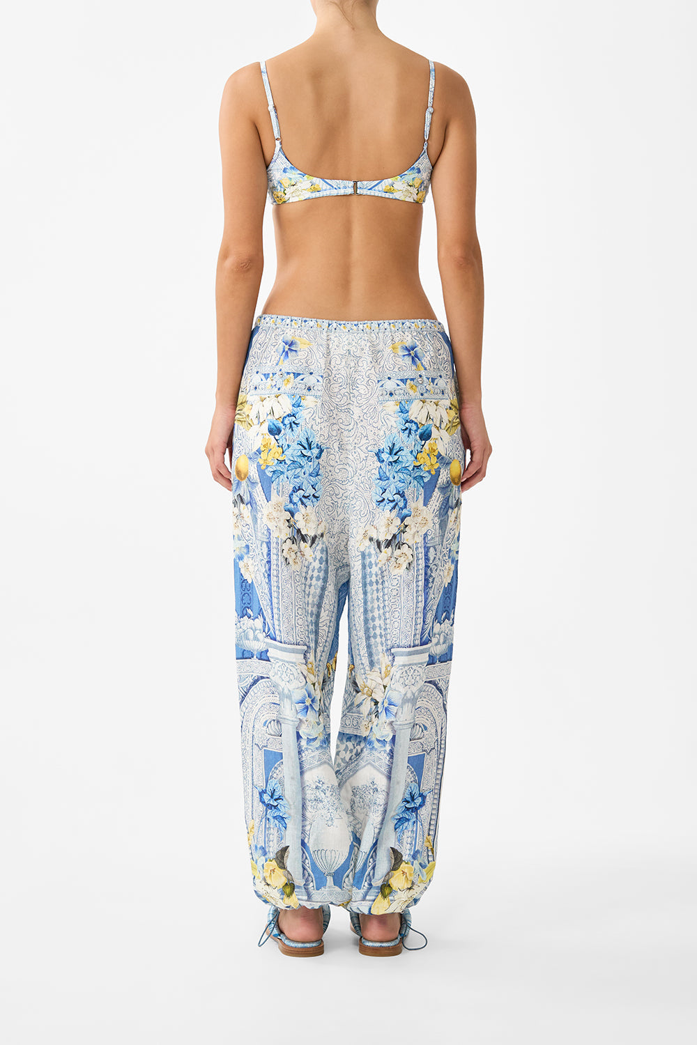 The CAMILLA TAILORED PANT WITH WAIST BUTTON DETAIL FLAMENCO FOLKLORE in our  print.