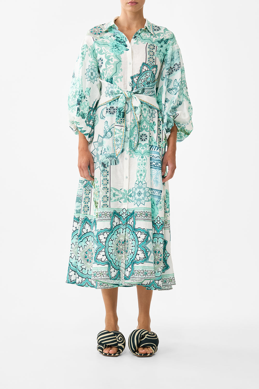 The CAMILLA SILK CHIFFON SHRUG DAUGHTERS OF DUENDE in our  print.