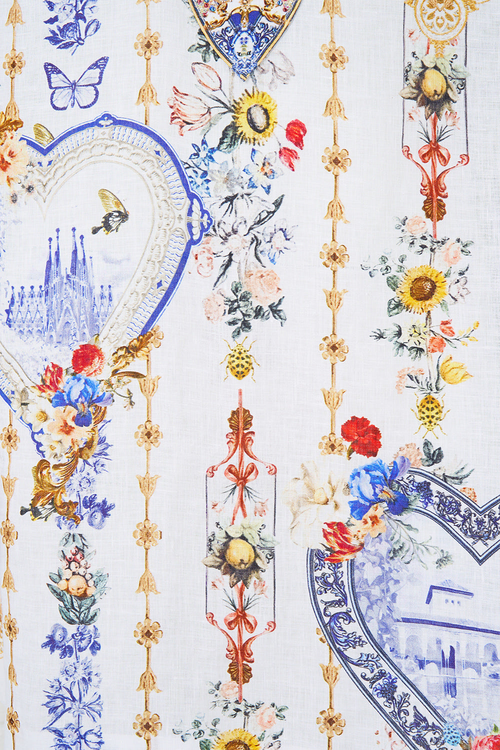 The CAMILLA V NECK KNIT JUMPER WITH SILK SLEEVE I LEFT MY HEART IN GRANADA in our I LEFT MY HEART IN GRANADA print.