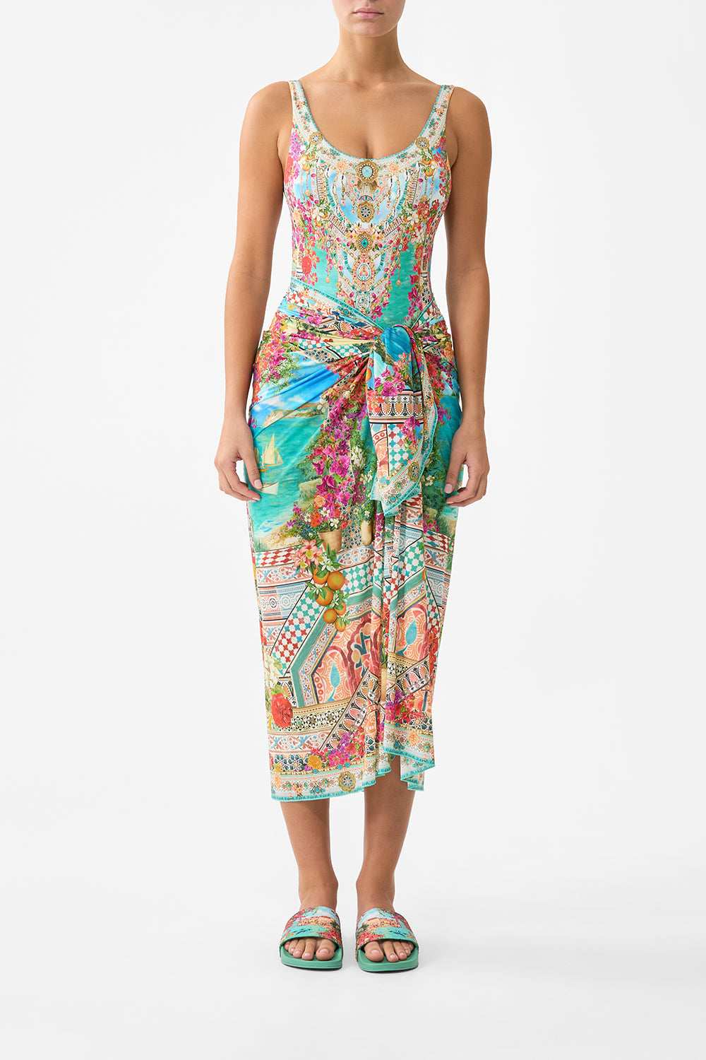 The CAMILLA OFF SHOULDER KAFTAN MEET ME IN MALLORCA in our  print.