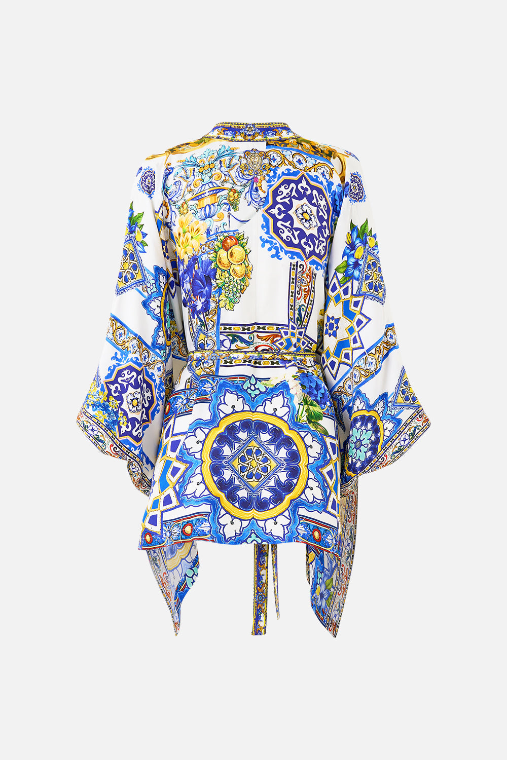 The CAMILLA TIE TOP BUCKET BAG WITH TASSELS DAUGHTERS OF DUENDE in our  print.