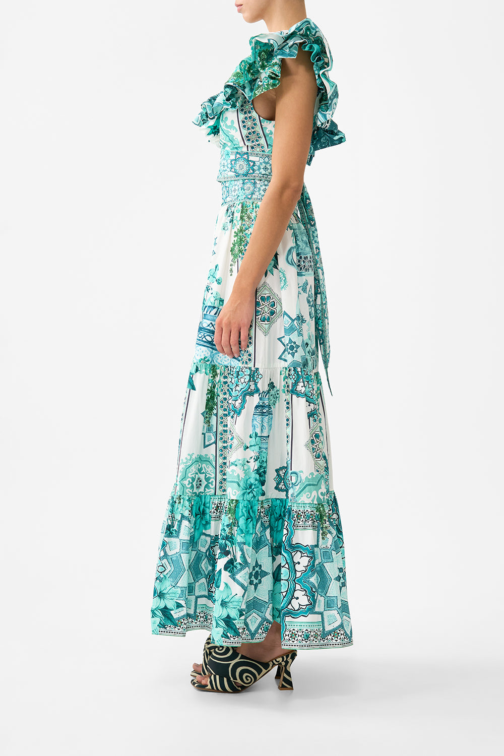 The CAMILLA CORSET WAIST WIDE LEG PANT MILLA IN SEVILLA in our  print.