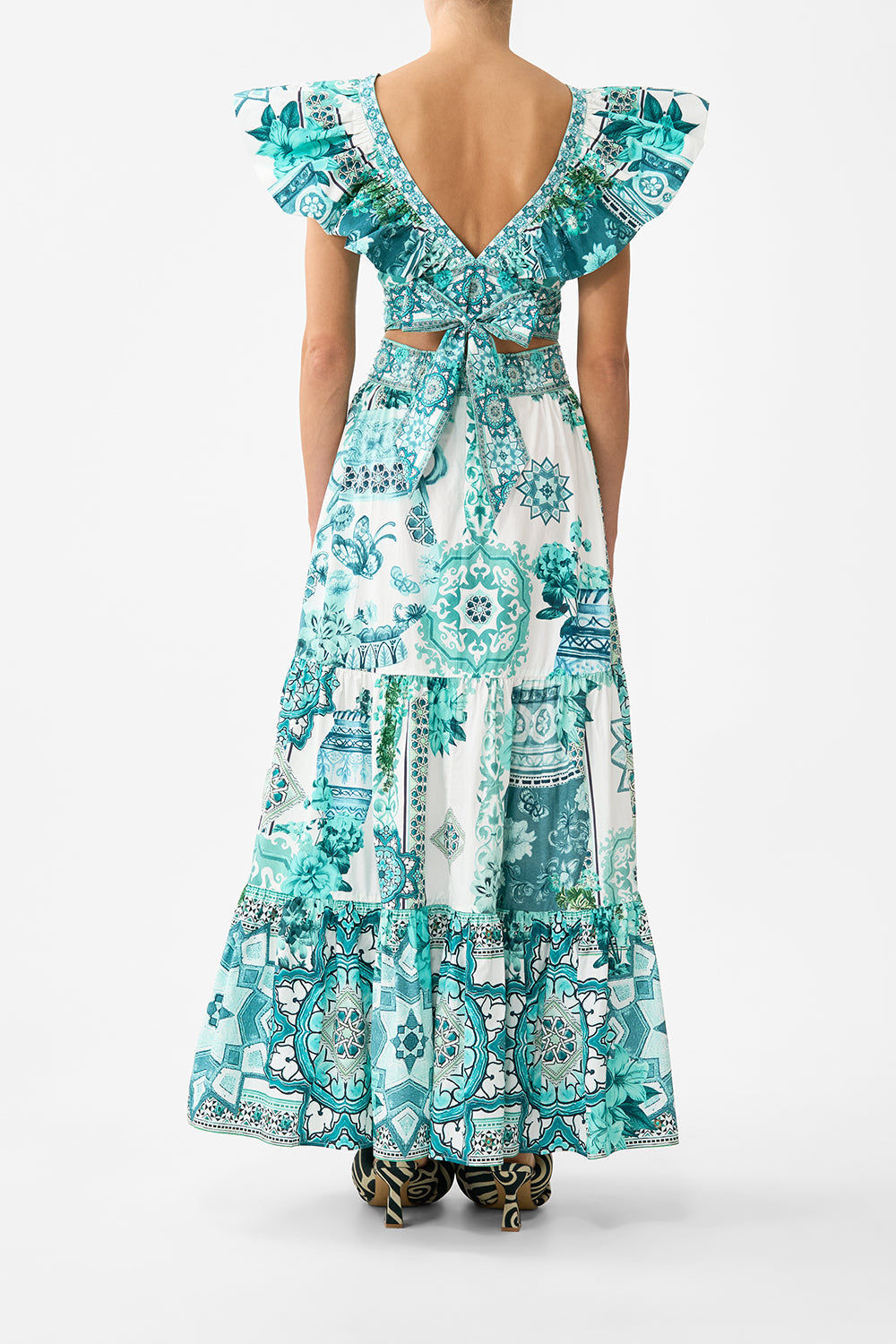 The CAMILLA CORSET WAIST WIDE LEG PANT MILLA IN SEVILLA in our  print.