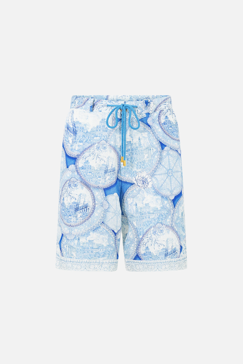 The CAMILLA OFF SHOULDER SHORT DRESS DIAL UP THE TILES in our  print.