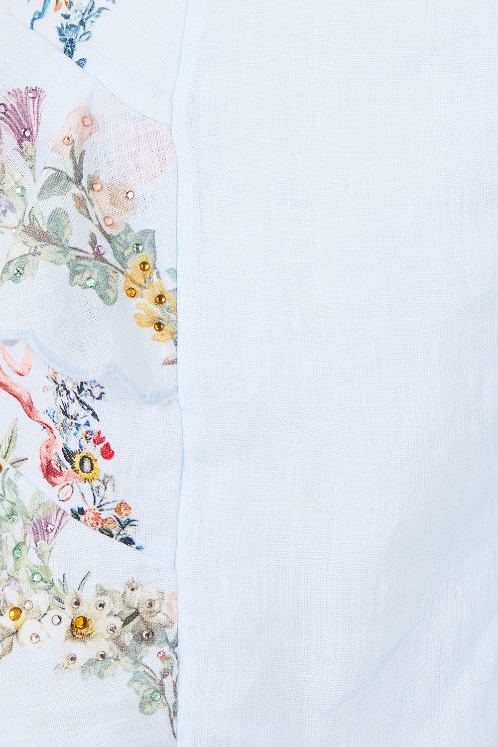 The CAMILLA RUFFLE HIGH LOW DRESS WITH LONG SLEEVE THE HUM OF THE ALHAMBRA in our  print.