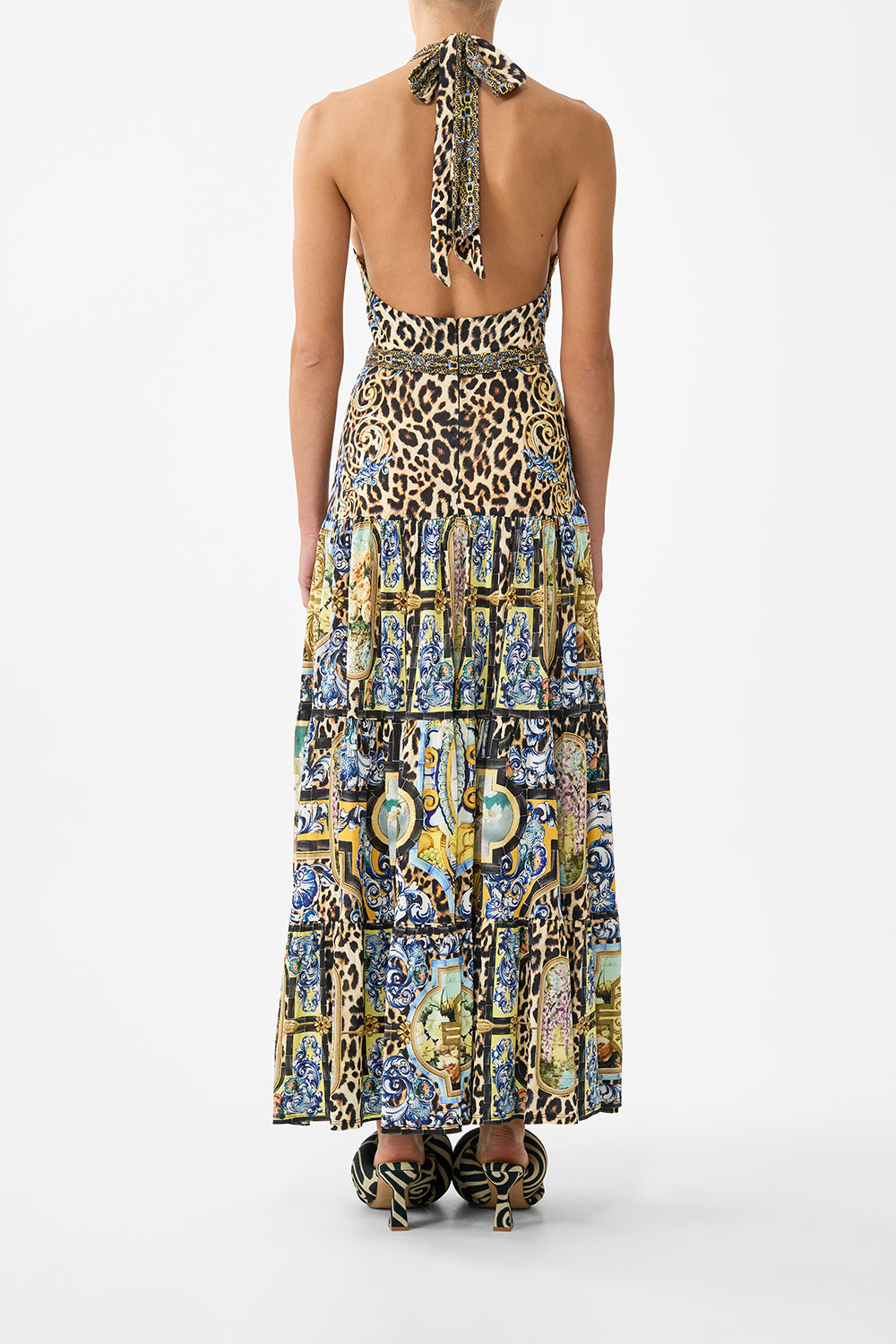 HALTER JERSEY DRESS WITH TIERED SKIRT SEVILLIAN STYLE