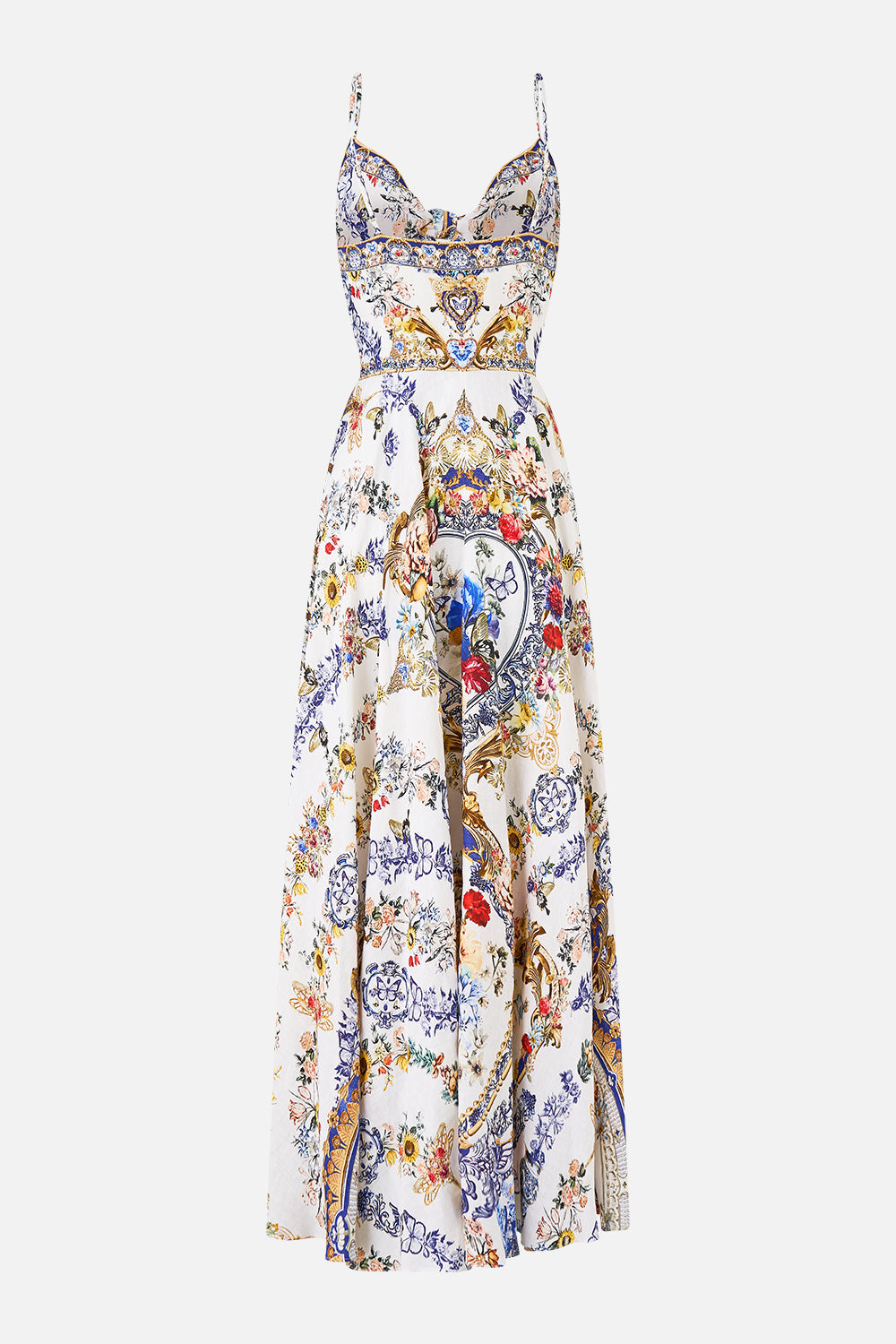 The CAMILLA LAYERED LONG SARONG SKIRT WITH TIE FRONT NAVÀS NOUVEAU in our  print.