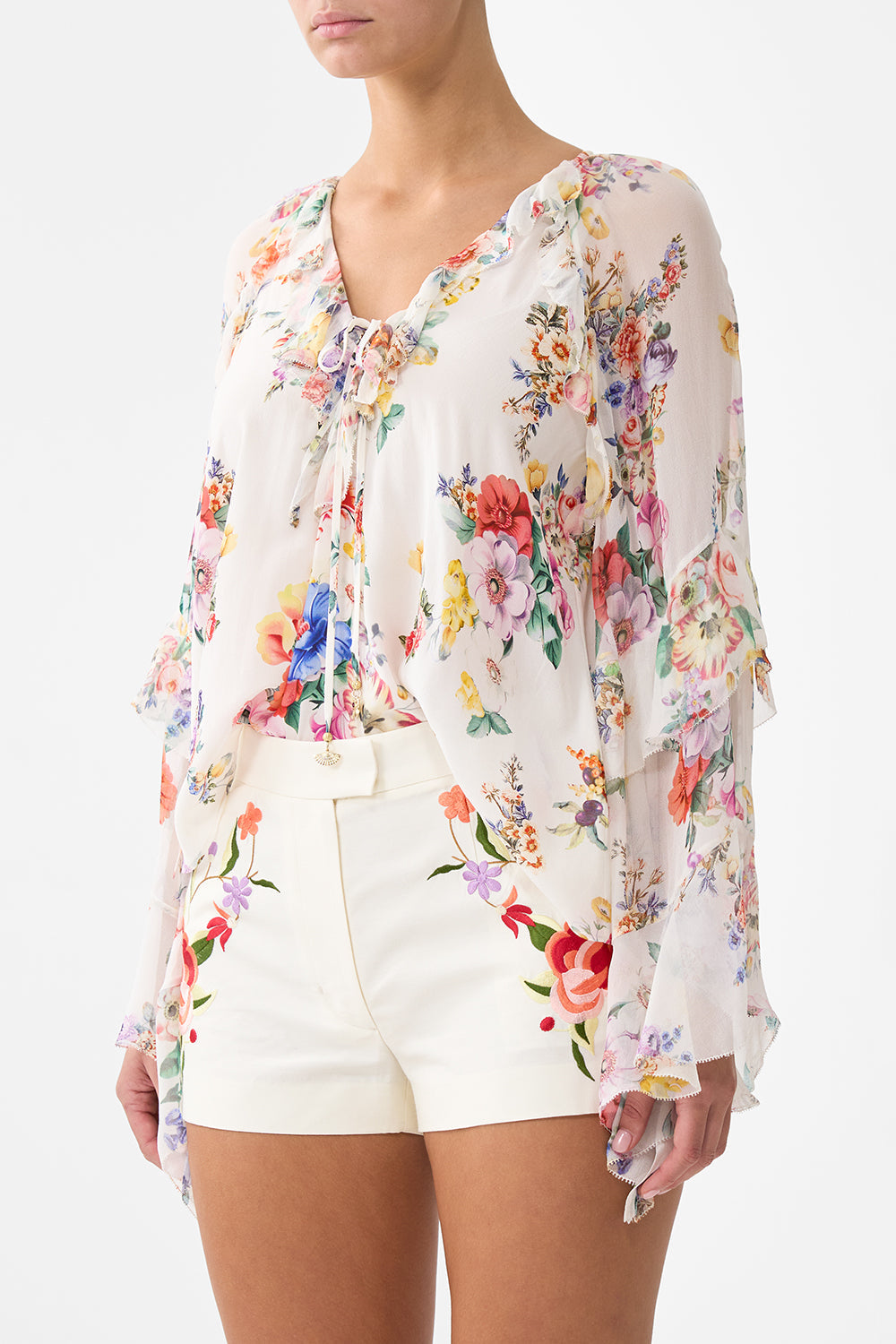 The CAMILLA TUCK FRONT SHORT THE HUM OF THE ALHAMBRA in our  print.