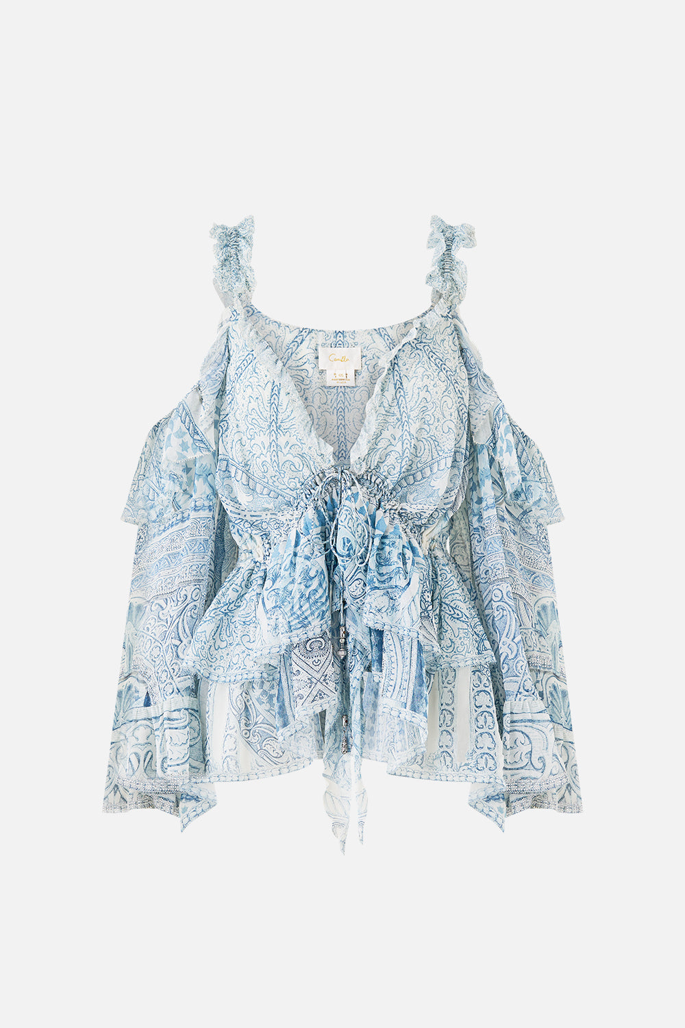 The CAMILLA SHORT SLEEVE OVERSIZED SHIRT ESPAÑA NIRVANA in our ESPAÑA NIRVANA print.