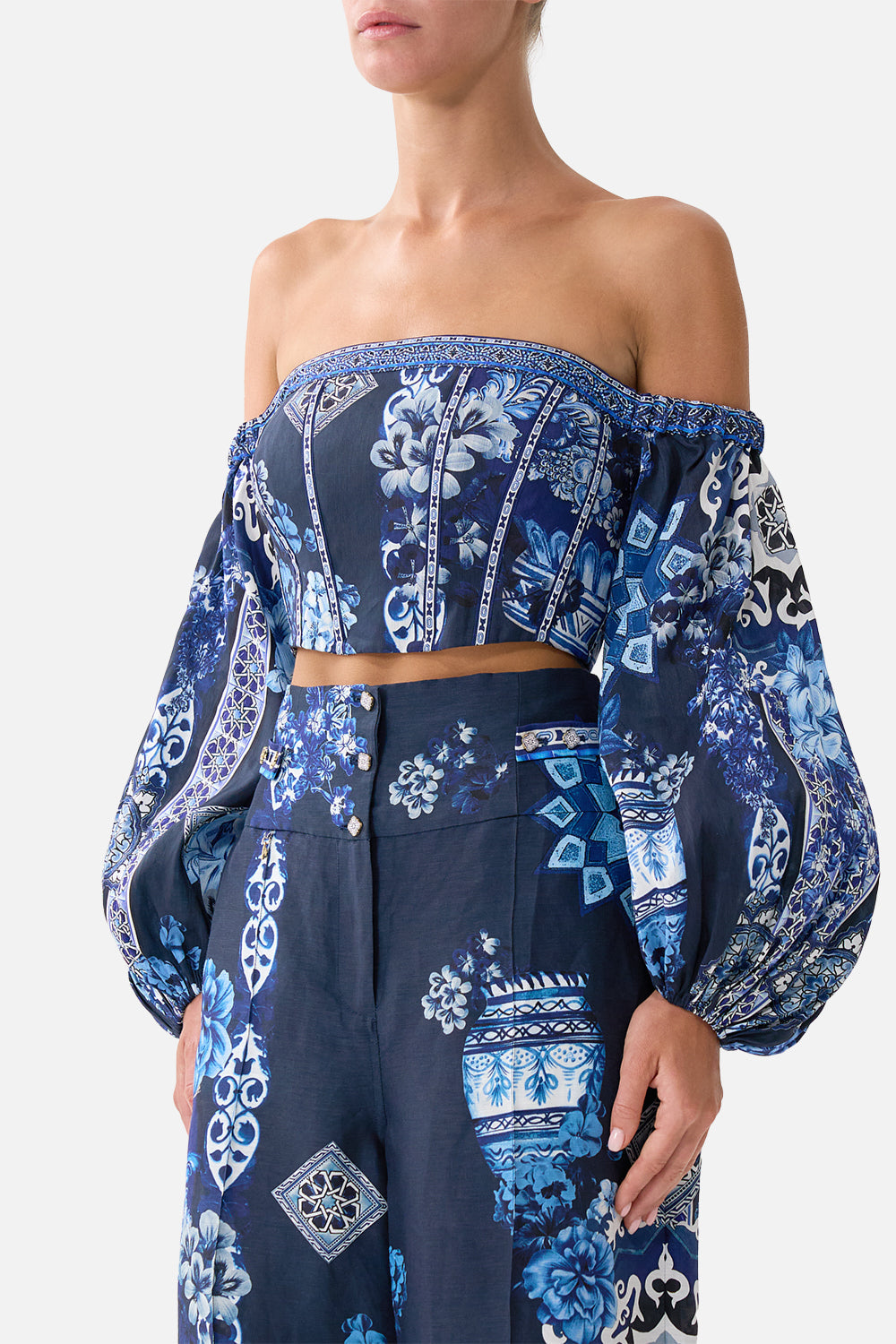 The CAMILLA DOUBLE BREASTED SHORT SLEEVE JACKET I LEFT MY HEART IN GRANADA in our  print.