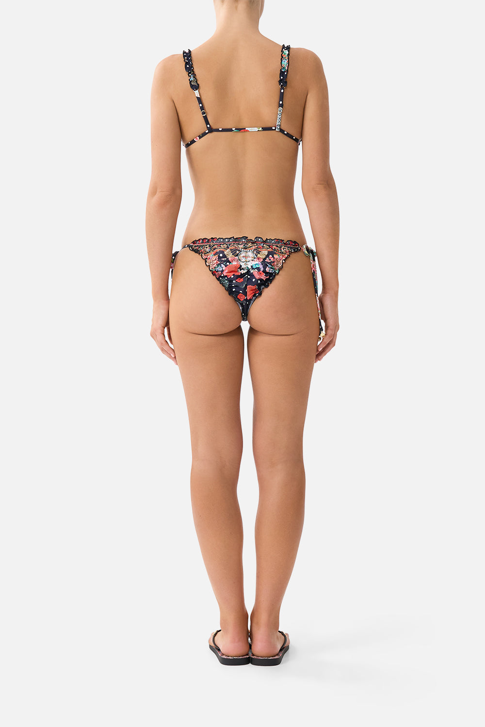 The CAMILLA SOFT THICK TIE TRI BIKINI SET WITH EYELET TRIMS ESPAÑA NIRVANA in our  print.