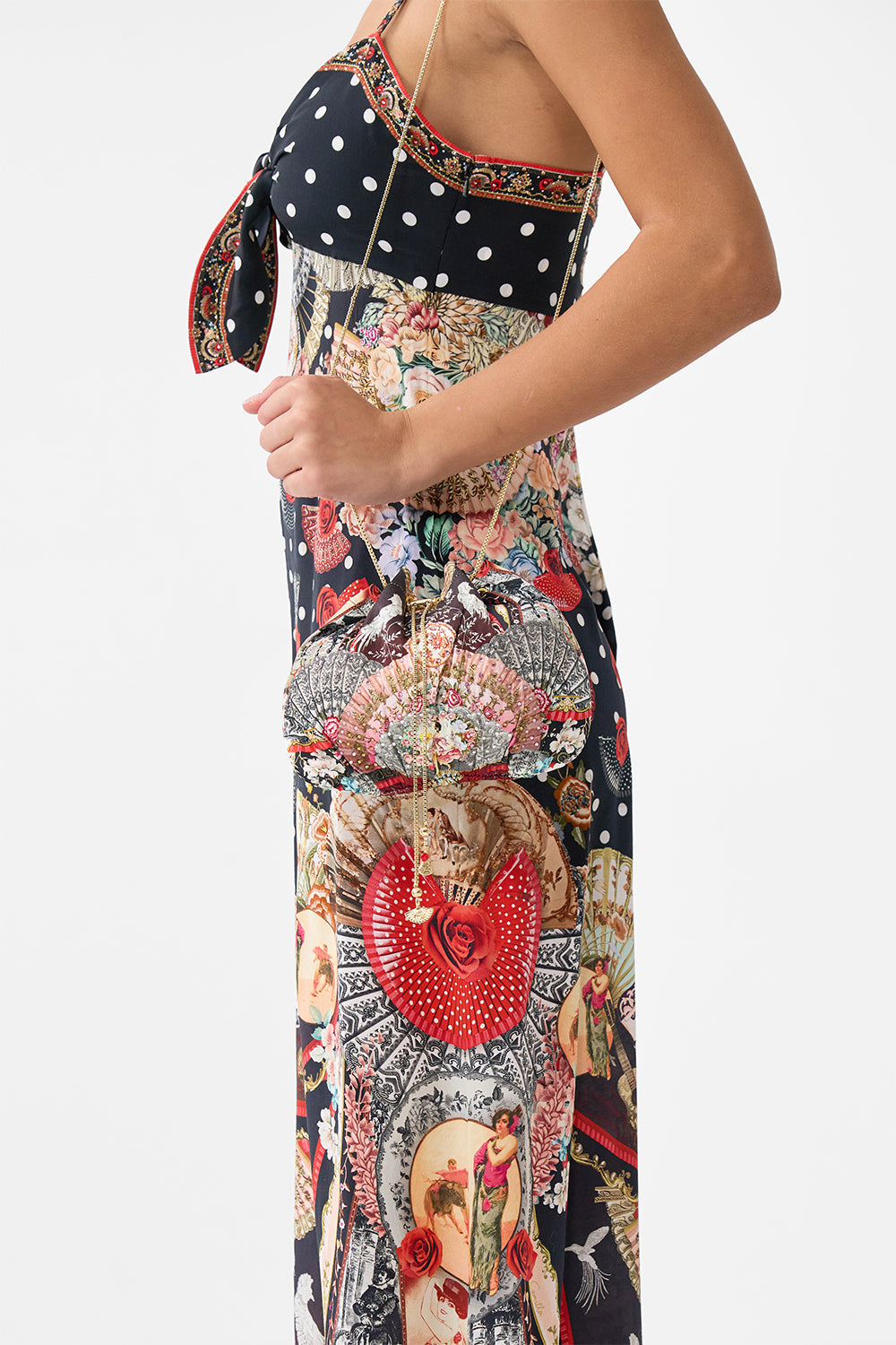 The CAMILLA RUFFLE NECK HALTER DRESS BALEARIC BEBÉ in our  print.