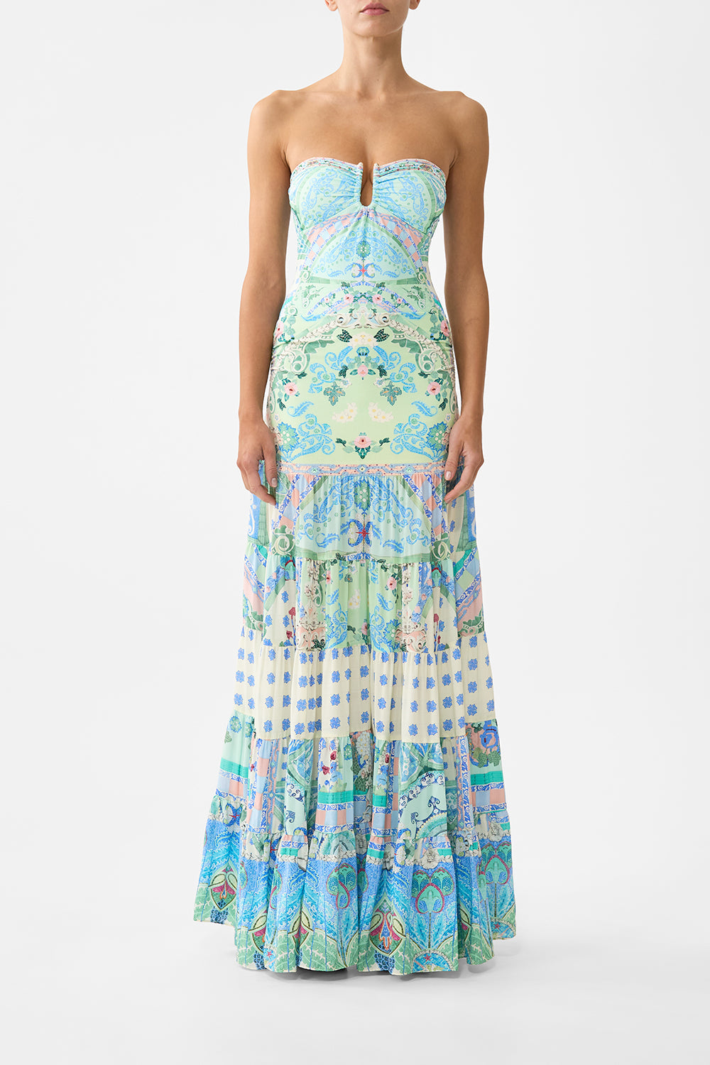 The CAMILLA SCOOP NECK ONE PIECE W SCOOP BACK DIAL UP THE TILES in our  print.