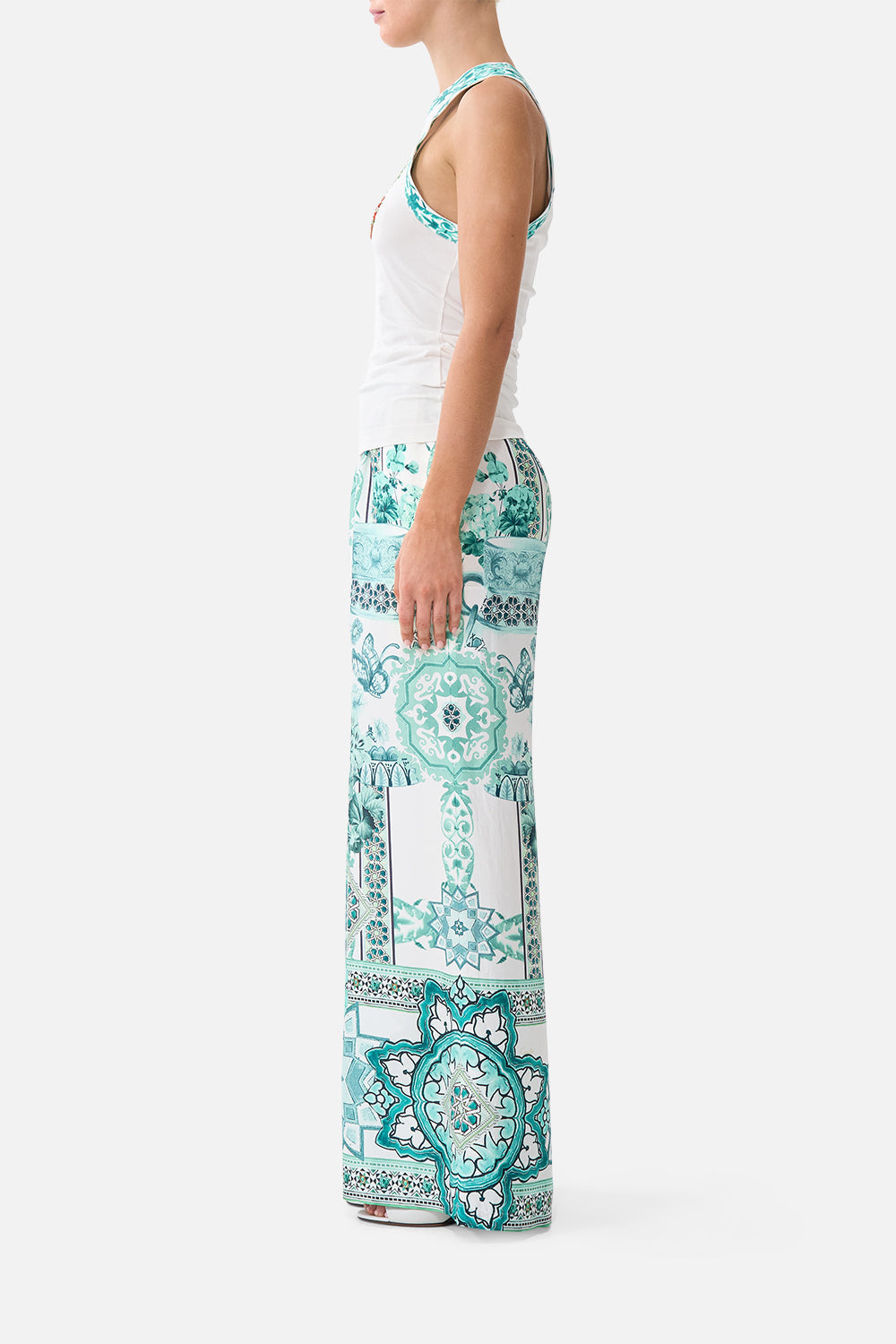 The CAMILLA SMALL CANVAS CLUTCH DIAL UP THE TILES in our  print.