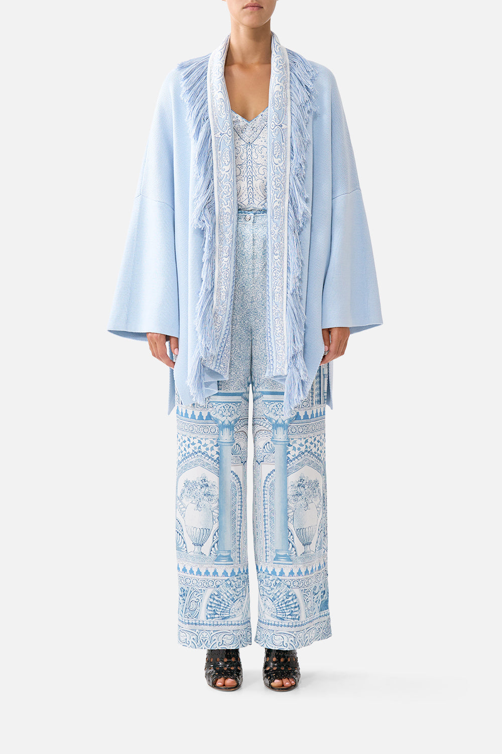 The CAMILLA CORSET DRESS WITH LONG FLARED SKIRT SEVILLE SWEETHEART in our  print.
