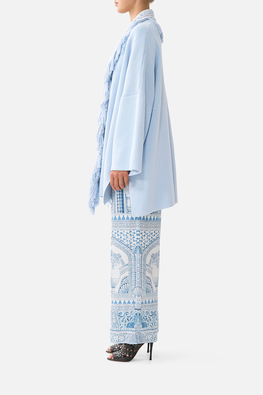The CAMILLA V NECK FLARED JUMPSUIT LIVIN LA VIDA ROSA in our LIVIN LA VIDA ROSA print.