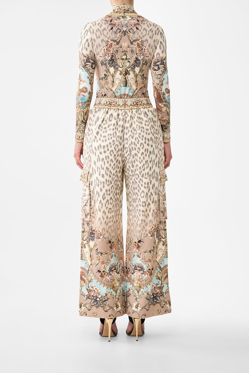 The CAMILLA RACER BACK TOP WITH OVERLAY HOWDY GAUDI in our HOWDY GAUDI print.
