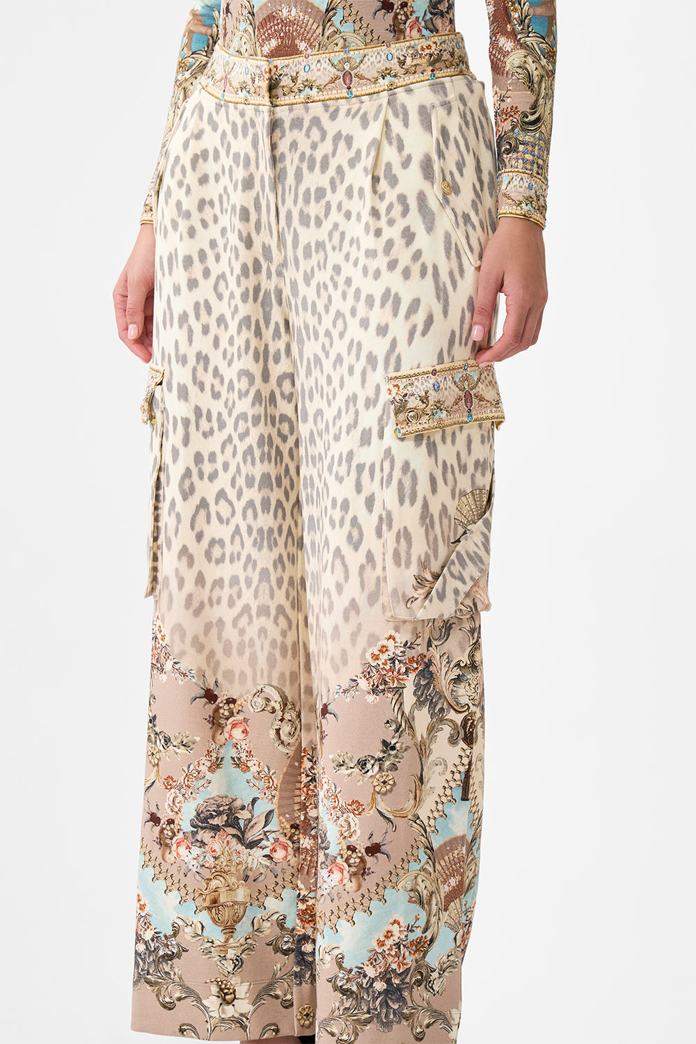 The CAMILLA RACER BACK TOP WITH OVERLAY HOWDY GAUDI in our  print.