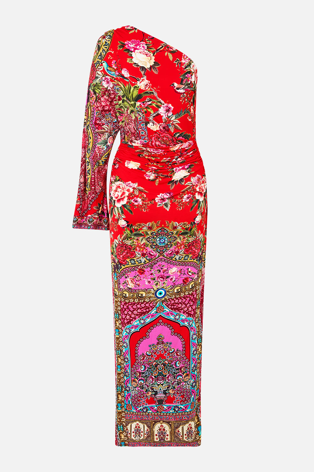 The CAMILLA TIERED MIDI DRESS WITH WAIST RUFFLE DETAIL LADY LIMONADA in our  print.